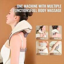 SOKANY [Simulated Manual Massage]Wireless Shoulder And Neck Massager, Multi-Function Massager For Neck/Shoulder/Calf, 6 Massage Heads, Bi-Directional Kneading + Heat Therapy, 45° Golden Angle, Removable And Washable Fabric Cover, Suitable For Gifts - Multicolor - View 7