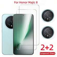2+2pcs Set Compatible With Huawei Honor Magic8/Magic8 Pro/Magic V5/Magic V3/Magic7/Magic7 Pro/Magic7 Lite/Honor 400 Pro/Honor 200/Honor 200 Pro Phone Screen Protector Film Lens Protector, Curved Tempered Glass Screen Film + Lens Protector, 9H Hardness Full Coverage High Definition Bubble-Free Scratch-Resistant - Clear - View 12