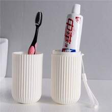 1/2/3/4pcs Vertical Striped Travel Toothbrush Cup Toothpaste Storage Box Portable Toothbrush Holder Minimalist Mouthwash Cup - Multicolor - View 9