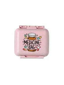 迷你6格便攜藥盒，收納盒，旅行藥盒，印有「My Pill Box」和藥丸圖案，6格小藥盒，密封包裝收納盒，6天週用藥物收納盒，旅行必備藥盒，日常維生素藥盒，口袋藥盒收納盒，精緻收納盒，居家必備，旅行必備 - 彩色 - 查看 15