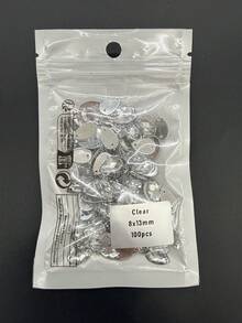 100顆 8*13mm 水晶AB縫製水滴形平底壓克力貼片透明水鑽，適用DIY針織手工、衣飾與手工藝 - Clear - 查看 10