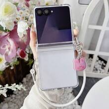 可愛透明兔子造型吊飾手機殼，適用於 Galaxy ZFlip7 Flip8 Z Flip6 ZFlip 5 Zflip6 Zflip5，防震後蓋 - 無色 - 查看 16