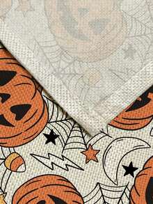 1pc Halloween Pattern Printed Linen Table Runner, Placemat, Suitable For Holiday, Party, Birthday, Dinner, Kitchen Dining Table Decoration, Shoe Cabinet Storage Cabinet Cover, All Season Room Decor, Home Textile Decoration Table Runner, Placemat - Multicolor - View 8