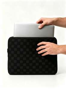 Ins 11/13/15 Inch Laptop Storage Bag, Checkerboard Pattern, Minimalist Elegant And Visually Appealing, Includes Dedicated Tablet Storage Pouch, Suitable For Travel And Business Trips - View 1