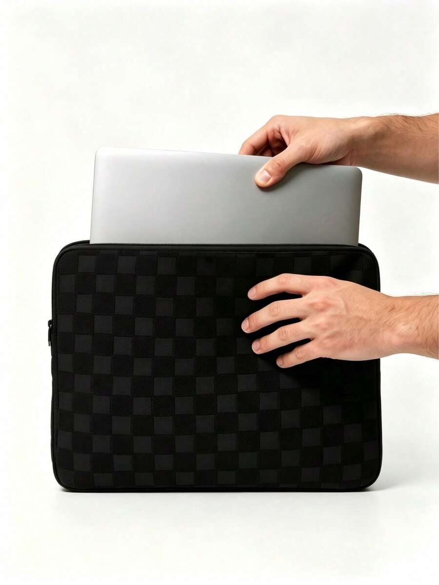 Ins 11/13/15 Inch Laptop Storage Bag, Checkerboard Pattern, Minimalist Elegant And Visually Appealing, Includes Dedicated Tablet Storage Pouch, Suitable For Travel And Business Trips - View 1