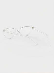 1 Pair Women's Transparent Cat Eye Frame Minimalist Solid Color Retro Fashion Personalized Plain Lens Glasses - Clear - View 4