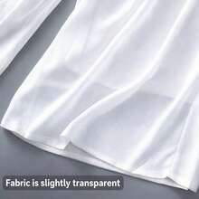 Pantalones anchos de cintura alta de gasa de chifón transparente de unicolor para mujer, adecuados para primavera/verano en color blanco - Blanco - Ver 4