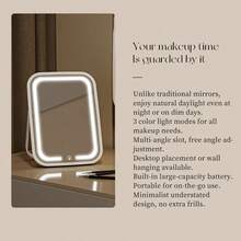 scbestuygo Foldable Makeup Mirror, 500mAh Rechargeable Battery, 3-Color Light Mode LED Vanity Mirror, Rotatable Hanging Mirror, Smart Touch Control, Portable Travel Mirror, Suitable For Bedroom, Bathroom, Dorm, Vanity - White - View 4