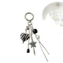 1pc Y2K Style Bear & Heart Keychain Pendant, Sweet Cool Minimalist Pentagram Bag Charm - Multicolor - View 5