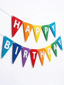 13件組彩虹三角氈生日裝飾橫幅，彩色生日派對裝飾，適合女性、男性、寵物，手工派對背景 - 彩色 - 查看 7