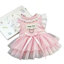 1pc Pet Princess Ballet Dress, Pink & Blue Tulle Mesh, With Leash Hole, Strawberry Decoration, Breathable & Lightweight Fabric, Suitable For Small Dogs & Cats, Fits Teddy, Bichon, Schnauzer, For Daily Wear, Pet Gatherings, Outdoor, Parties & Photo Shoots - Multicolor - View 9