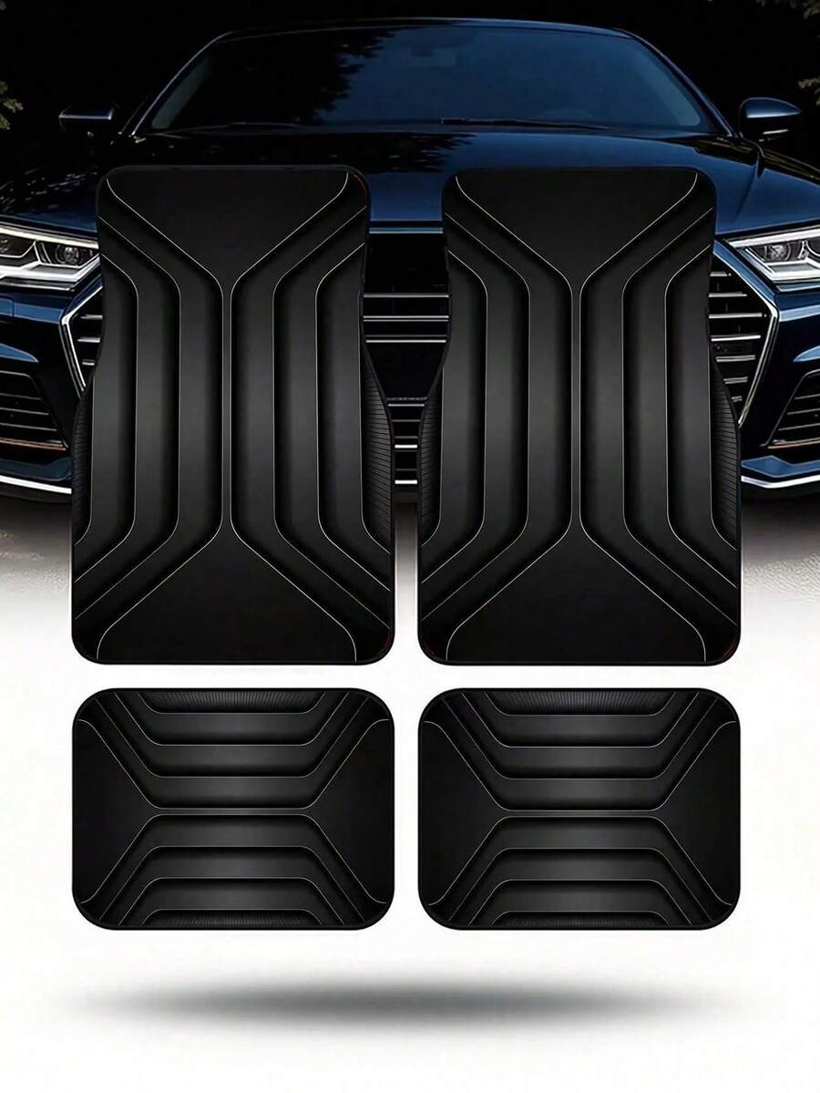 4pcs/2pcs Black Leopard Print Car Floor Mats, Made Of Non-Slip Polyester Fiber, Suitable For The Interiors Of Sedans, SUVs, Trucks And Other Vehicles, Car Accessories. - A - View 1