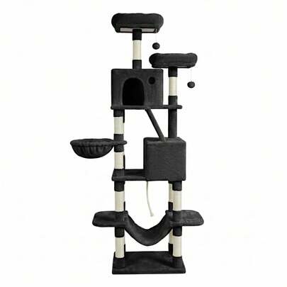 SONGMICS HOME Árvore para Gatos XXL Torre de 5 Níveis 59 x 48.5 x 203.5 cm Preto