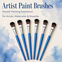 Dom Delfim Flat Head Artist Brush Set, Includes 6 Brown Round Head Brushes - 6-piece Brown Round Tip Set - View 5
