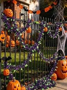 6pcs Halloween Ribbon Sequin Garland Glitter Strip, Purple Ghost DIY Halloween Wreath Door Hanging Decoration, Indoor Outdoor Yard Halloween Decor, Halloween Metallic Sequin Tassel, Halloween Decoration - M - View 4