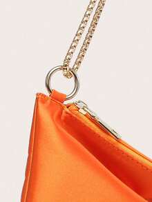 Women's Silk Satin Chain Crossbody Shoulder Bag, Fashionable, Lightweight, Compact, Suitable For Parties And Outings. - Orange - View 5