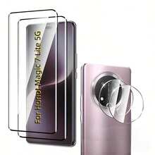 2+2pcs Set Compatible With Huawei Honor Magic8/Magic8 Pro/Magic V5/Magic V3/Magic7/Magic7 Pro/Magic7 Lite/Honor 400 Pro/Honor 200/Honor 200 Pro Phone Screen Protector Film Lens Protector, Curved Tempered Glass Screen Film + Lens Protector, 9H Hardness Full Coverage High Definition Bubble-Free Scratch-Resistant - Clear - View 15