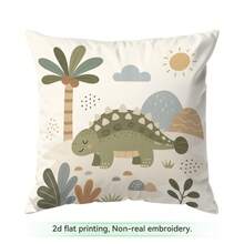 Childhood Dinosaur Tree Pattern Pillowcase, No Insert, Single-Sided Print Pillowcase, Suitable For Living Room Bedroom Home Decor, All-Season Pillowcase - Multicolor - View 11