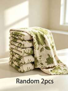 Floral Pattern Dish Cloth - Quick Dry, Thickened & Extra Wide Kitchen Towel. Soft & Breathable, Suitable For Bath Towel, Car Polishing Pad, Dishwashing Or Glass Cleaning. - Multicolor - View 14