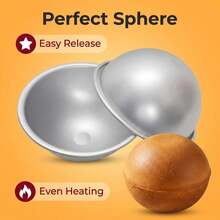 1/2 Half Sphere Cake Mold (4/8 Inch), Semi-Circular Baking Pan, Aluminum Non-Stick, Heat-Resistant And Easy Release, For Oven Baking Basketball Cake, Soccer Cake And 3D Spherical Cake, Essential Kitchen Tool For Christmas - Hemispherical Mold - View 7