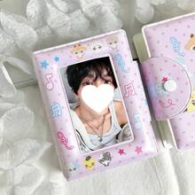 1pc Pink Animal Photo Album, Polka Dot Music Note Card Holder, K-Pop Photo Card Binder, IDOLME, Album Card Display, Idol Concert Support, PU Material, Suitable For 3-3.5 Inch Photo Cards, Suitable For Photo Card Storage And Protection - Card Cover - View 3