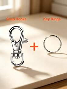 30/60pcs Key Rings And Key Chain Swivel Clasps, Outdoor Key Chain, Fish Mouth Rotating Hook, Suitable For DIY Crafts, Handbags, Luggage And Backpack Accessories - Keychain + Double Ring - View 2