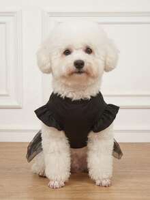 LUCKIE PAW 1pc Halloween Pumpkin Skull Pattern Flutter Sleeve Cute Princess Style Tulle Dress Suitable For Chihuahua Small Dogs Wedding Season Pet Clothes Applicable For Cats And Dogs Indoor And Outdoor - Multicolor - View 3