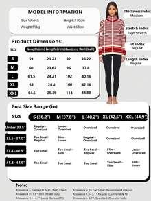 Women's All-Over Print Raglan Sleeve Zip Front Knit Stand Collar Cardigan Red Fall - Red - View 5