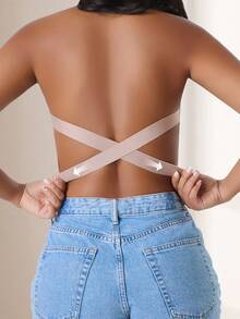 CELILIN Plus Size Women's Strapless Bandeau Bra, Wireless Crisscross Back Tube Top With Removable Pads For Backless Dresses & Daily Wear - Apricot - View 6