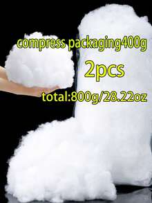 1pc 400g Compressed High-Quality High-Elasticity White Polyester Fiber Filling Cotton, Soft And Fluffy, High-Elasticity Pillow Core Filling Material, Suitable For DIY Dolls And Handmade Pillows, Warm Filling, Christmas Decoration - Multicolor - View 16