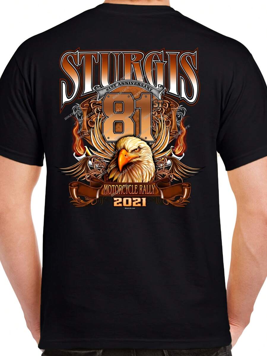 Sturgis 2021 Motorcycle Rally 81st Big Banner Eagle Biker Event T Shirt - 款式 - 查看 1