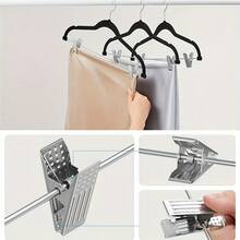 5/10pcs Space-Saving Velvet Pants Hangers, Adjustable Clips, Non-Slip Skirt Hangers, Christmas, Christmas Gift, Designed For Slim Space-Saving, Perfect For Shirts, Skirts And Coats - Home Storage Essential - Multicolor - View 8