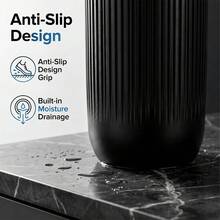 Knife Block, Universal Knife Rack, Countertop Cutting Board Knife Stand, Cylindrical Design And A Removable Bamboo Lid With Multiple Slots, Stylish, Modern Kitchen Accessory Suitable For Chef's Knives, Scissors, Peelers, And Knives Of Various Sizes - Black - View 3