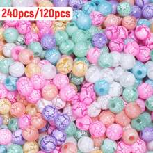 50pcs 16mm Random Color Acrylic Cracked Frost Beads, For Jewelry Making Bracelet Necklace Materials - Multicolor - View 4