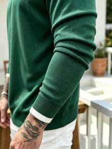 ALTZTAR Men's Crew Neck Long Sleeve Ribbed Knit Sweater - Green - View 5