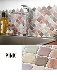 3D Textured Waterproof Lantern Pattern Wall Tiles, Removable Self-Adhesive Wall Stickers For Kitchen Backsplash, Bathroom, Holiday Decor, Home Renovation, Peelable Wallpaper, Spring Decor, Housewarming, Rama Decorative Stickers, Birthday/Graduation Gift - Multicolor - View 5