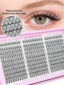 MENGJIESHANGPIN 300pcs Natural Style False Eyelashes Set 10-18mm Single Cluster Dense Realistic Curling With Glue Tweezers Remover Liquid Tool Kit - Black - View 5