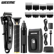 WEEME 4合1男士無線電動刮鬍機修剪器套裝，包含鼻毛修剪器與刮鬍機，多功能理容工具，適用修剪、刮鬍與清潔，適合居家使用、旅行，亦可作為送給男友或父親的禮物 - 黑色 - 查看 12