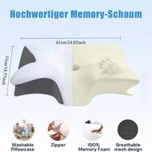 Ergonomic Cervical Pillow, Neck Support Pillow, Double-Sided Neck Pillow, Suitable For Bedroom Home Bedding, 2-In-1 Ergonomic Sleep Neck Support, Suitable For Side, Back, And Stomach Sleepers, Conforms To Body Contour Support, Provides Better Sleep - Grey - View 3