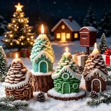 1pc DIY Handmade Pine Cone House Silicone Candle Mold, Pine Cone House Shaped Home Decor Mold (Suitable For Plaster, Cement And Resin), Suitable For Handmade Crafts, Reusable - Multi-color - View 3