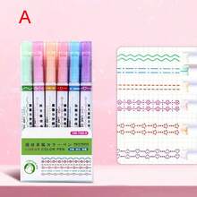 6pcs Fluorescent Wavy Ink Border Pens, Suitable For DIY Projects And Curved Marking, Versatile Use For School And Office, Random Colors, Back To School Creative Patterns, Party, Birthday Gift, Reward, New Year Gift - A - View 8