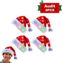 LED Christmas Hat, Suitable For Children And Adults, Flashing Light Santa Claus Creative Plush Party Hat, Christmas Decoration - Multicolor - View 15