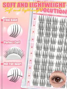 EYELASH EVOLUTION 60pcs Individual False Eyelash Clusters, Cartoon Style Exquisite Eyelash Clusters, C Curl, Natural Cluster Eyelash Extensions, 9-12mm Mixed Length, Suitable For Beginners, Easy To Use, DIY Use, Suitable For Festivals, Parties, Travel And Dates - D - View 7