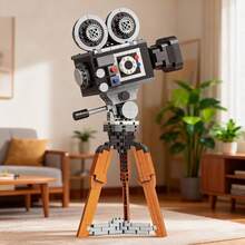603 Pieces Vintage DV Camera Building Block Model, Interior Coffee Shop Scene, Assembled Building Block Nostalgic Camera Ornament, Adult High-Difficulty Assembly Toy, Creative Assembled Ornament Building Block For Boys - Multicolor - View 8