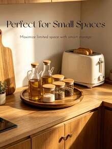 1pc Acacia Wood Serving Tray, Decorative Wooden Tray For Dishes, Desserts, Snacks, Kitchen Table & Coffee‑Table Home Decor, Ideal Housewarming Gift For Parties - View 4