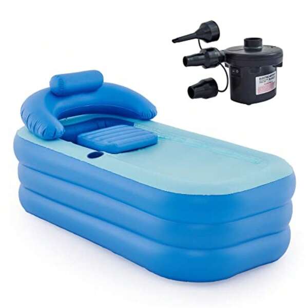 CO-Z Bañera Inflable para Adultos PVC Portátil Plegable Bañera Independiente Jacuzzi Inflable Spa con Bomba de Aire Eléctrica