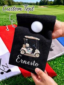Personalized Golf Towel, Customizable Initial/Name And Floral Pattern, High-Quality Quick-Dry Sports Towel With Clip - Multicolor - View 6