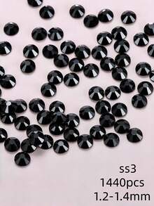 1440pcs/Black Crystal Hot-Melt Flat-Back Rhinestones, Multi-Size Round Crystal Rhinestones, Shiny Adhesive Rhinestones, Suitable For Nail Art, Phone Cases, Shoes, Clothing, Handmade DIY Decoration - Black - View 17