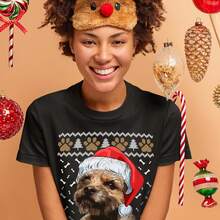 Border Terrier Christmas T-Shirt, Gift For Dog Owner, Unisex Pure Cotton T-Shirt, Plus Size, Suitable For Slightly Oversized People - Black - View 3