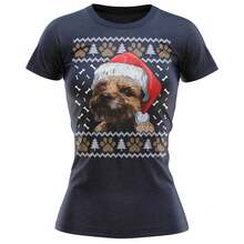 Border Terrier Christmas T-Shirt, Gift For Dog Owner, Unisex Pure Cotton T-Shirt, Plus Size, Suitable For Slightly Oversized People - Black - View 4